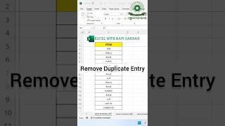 Remove Duplicate Entry || Excel tutorial for beginners || #shorts #exceltips #trending #short