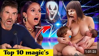 Sacred raina magician ☠️ the judges with Half Man Half Horse , America's Got Talent 2024 magic's