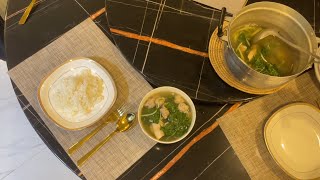 Edible amaranth and minced pork soup yummy easy recipe