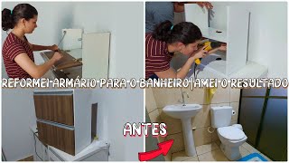 DO LIXO AO LUXO| REFORMEI ARMÁRIO PARA O BANHEIRO GASTANDO POUCO| Amanda Maria