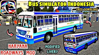 Haryana Roadways bus mod for bus simulator Indonesia || Haryana roadways mod for Bussid + Modified