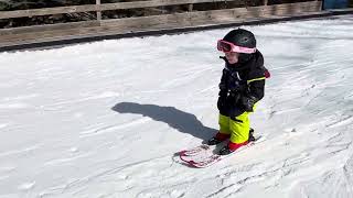 Grace teaching Maggie how to ski