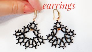 Beaded earrings/Diy/FIligrana/Beaded tatting earrings/Ажурные серьги из бисера/Серьги из бисера