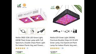 Niello CREE COB 1200W LED Grow Light vs 2000W