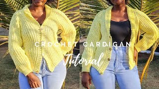 Crochet Clothes: Crochet Sweater Cardigan Tutorial| Beginner Friendly | (XS-5XL)