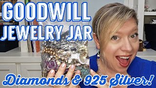 DIAMONDS & 925 STERLING SILVER - REAL Goodwill Jewelry Jar Unboxing #jewelryjar