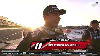 COREY HEIM POSTRACE INTERVIEW - 2024 CRC BRAKLEEN 175 NASCAR TRUCK SERIES AT POCONO