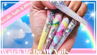 Rainbow & Butterflies Nail Freestyle: Watch Me Do My Nails - Beginner-Friendly Design