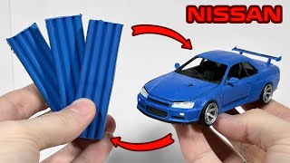 Превращение пластилина в машину Nissan Gtr R34, невероятный результат!