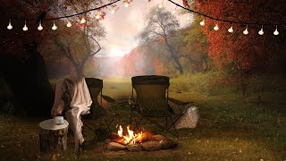 Cozy Autumn Forest Ambience | Calm Nature Sounds, Campfire,  Birdsong