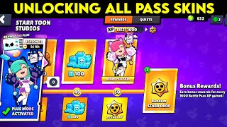 UNLOCKING ALL BRAWL PASS PLUS SKINS IN BRAWL STARS