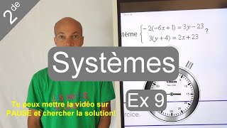 Exercice 9 : résolution d'un système d'équations difficile à deux équations et deux inconnues