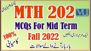 Mth202 Midterm Past Papers Mid Term Preparation VU  | Learn With Nidi