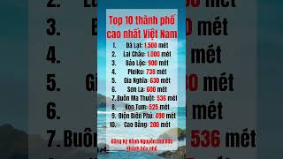 Top 10 thành phố cao nhất Việt Nam so với mực nước biển?