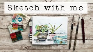 Sketch with me | Ballpoint pen | Watercolors