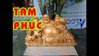 Phật Di Lặc Tam Phúc gỗ bách xanh 🌳 Tượng Gỗ Phong Thủy