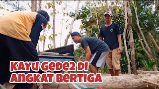 Gotong Royong Muat Kayu Jati