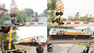 Kereta Api Sore Hari Di JPL 130 Bojongsari Dekat Stasiun Kedunggedeh Bekasi