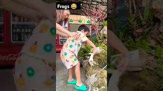 Children vs frog 😂😂 #shorts #funny #trending #europe