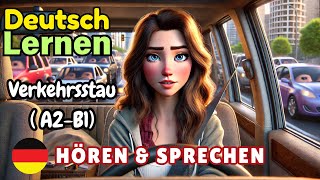 Verkehrsstau A2-B1 | Deutsch Lernen | Hören & Sprechen | Geschichte & Wortschatz