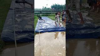 DIY Slip ’n Slide Fun in the Village! #shortsfeed #reelsfeed #trending #slide #funnyvideo #funny