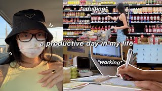 DAILY VLOG | a productive day in my life as a college student | working, adulting & grocery shopping