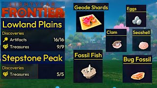 All Treasures & Artifacts Lowland Plains & Stepstone Peak . Lightyear Frontier