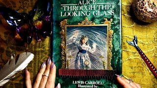 ASMR Book Tracing & Page Turning 📗 Alice Through The Looking Glass ✨ Inaudible Reading & Whispering