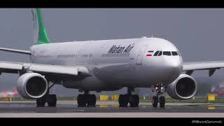 AWESOME! Mahan Air A340 600 taxi & takeoff VERY CLOSE! @ Milan Malpensa Airport