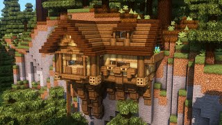 Minecraft | How to Build a Wooden Cliffside House Tutorial