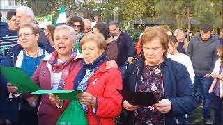 Madrigal de la Vera de manifestación por un #trendignoYa en Madrid