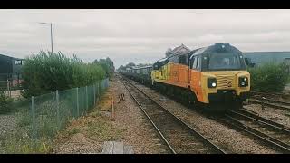 70803 heading through Whittlesea to Bradwell Up Sidings Colas near Longport in Staffordshire.