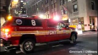 FDNY - Engine 65 + Tower Ladder 9 + Battalion 8 + Ladder 2 + two Ambulances responding in Manhattan