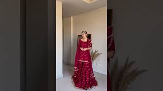 Wedding dress design❤️❤️/red sharara suit with beautiful Dupatta/