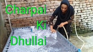 Daily Routine Work in Village / Charpai Dhona /  Rural Life Style in Punjab / Punjabi Kuri