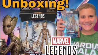 Unboxing Marvel  legends teen Groot de Thor amor e trovão