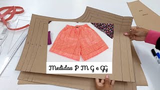 Como fazer MOLDE  Shorts feminino com elástico na cintura