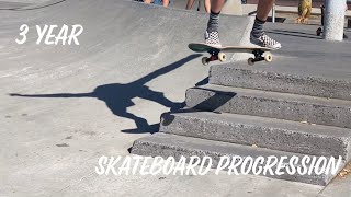 3 year skateboarding progression