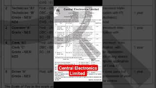 Central Electronics Limited Vacancy #youtubeshorts #shortsfeed #shortsviral  #itivacancy #fitter