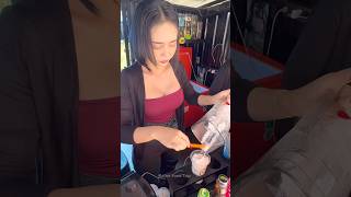 Cute Lady Selling Coconut Smoothie -Thai Street Food