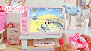 🏮 playing genshin impact on a cute ipad gaming setup | 50min gameplay (japanese dub) | kawaii mee