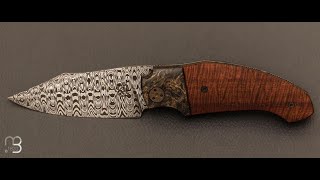 Couteau « Front-flipper custom » de Fabrice Delbart - Forge Celtique - Narra ondé stabilisé /Damas