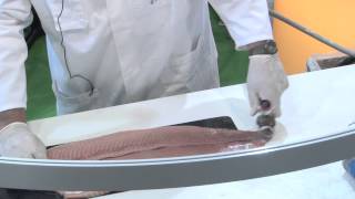 Salmon Processing Demonstration, Salmco Technik GmbH at SeafoodExpo Global 2014