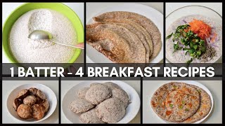 4 breakfast recipes with 1 batter|ragi recipes in telugu|రాగిఇడ్లీ|రాగిదోస|రాగిఉతప్పం|రాగిపొంగణాలు