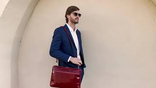 Red Leather Briefcase Laptop Bag - Brave New World | Time Resistance Official Video