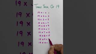 Table Trick of 19 #ytshorts #maths #tricks #shorts #tableof19 #funwithstudy