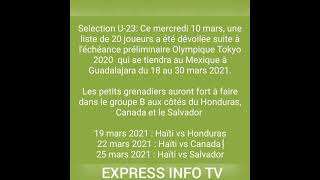 Haiti/Sport/Selection Olympique Liste des 20