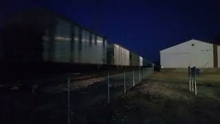 CN TRAIN WITH ET44AC LEADER WITH ET44AC DUO BACK TO BACK DPU (Night-time)