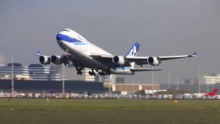 Boeing 747 Nippon cargo Powerful take-off - Plane spotting at Amsterdam Schiphol