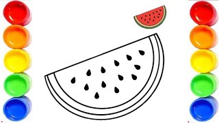 How to draw a piece of watermelon || drawing watermelon For Kids Step by step || magic fingers Art